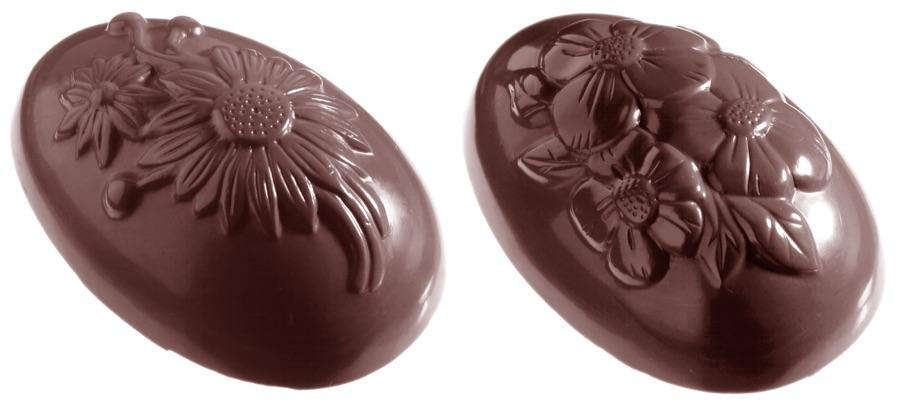 Polykarbonátová forma na čokoládové vajíčko s kvetmi, 275x135 mm - CHOCOLATE WORLD
