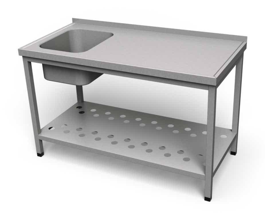 Nerezový umývací stôl s dierovanou policou - ALVEX