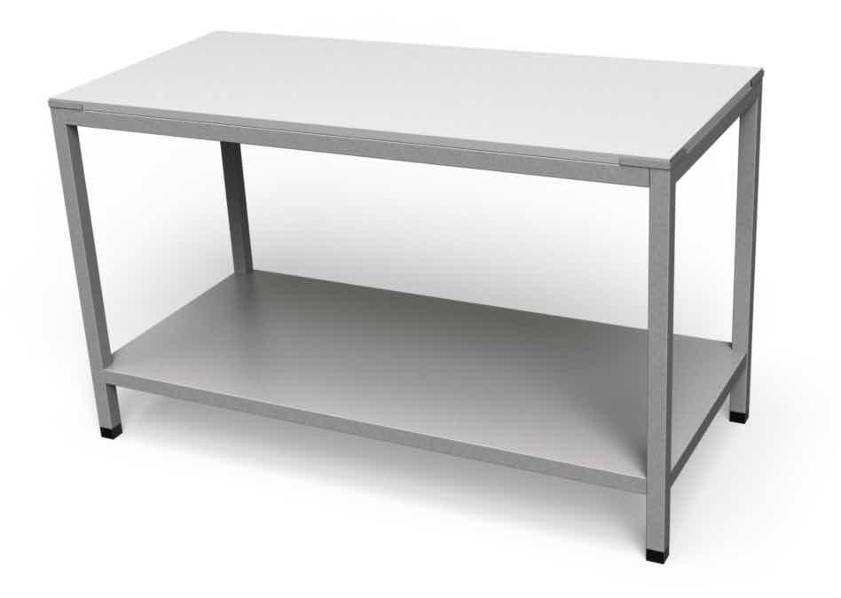 Nerezový rozrábkový pracovný stôl s policou, joklový rám - ALVEX