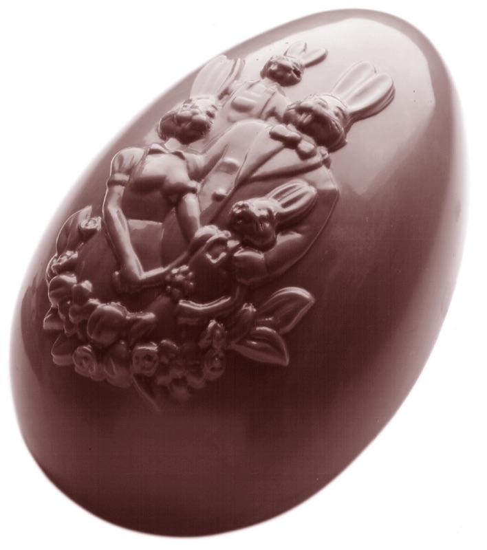 Polykarbonátová forma na čokoládové vajíčko, veľkonočný vzor - CHOCOLATE WORLD