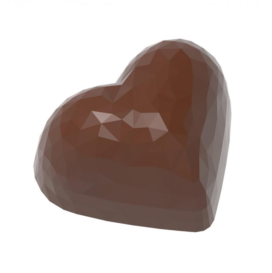 Polykarbonátová forma na pralinky tvar srdce, krištáľ. efekt  275x135 mm – CHOCOLATE WORLD