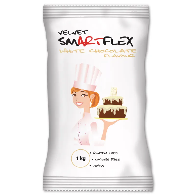 Poťahovacia a modelovacia hmota Smartflex, Velvet biela čokoláda, 1 kg – 4-MIX