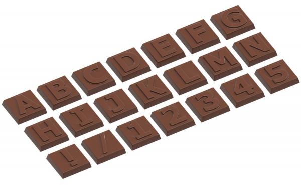 Polykarbonátová forma na písmená a čísla, 275x135 mm - CHOCOLATE WORLD