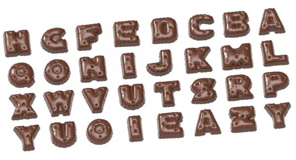 Polykarbonátová forma na figúrky, abeceda, 275x135 mm - CHOCOLATE WORLD