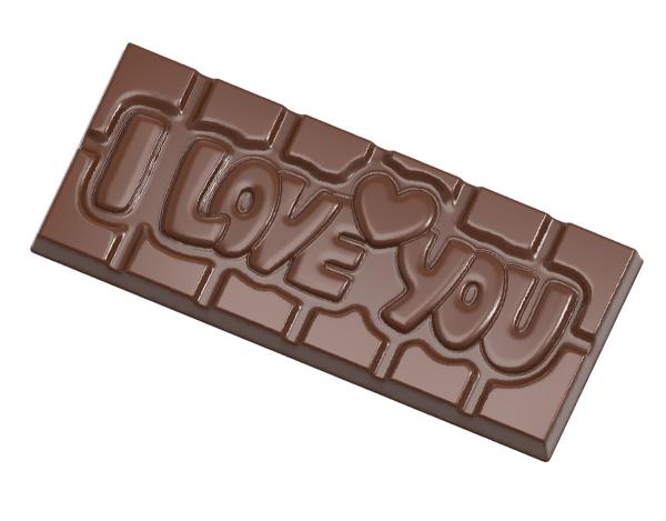Polykarbonátová forma na tabuľkovú čokoládu I LOVE YOU, 275x135 mm – CHOCOLATE WORLD