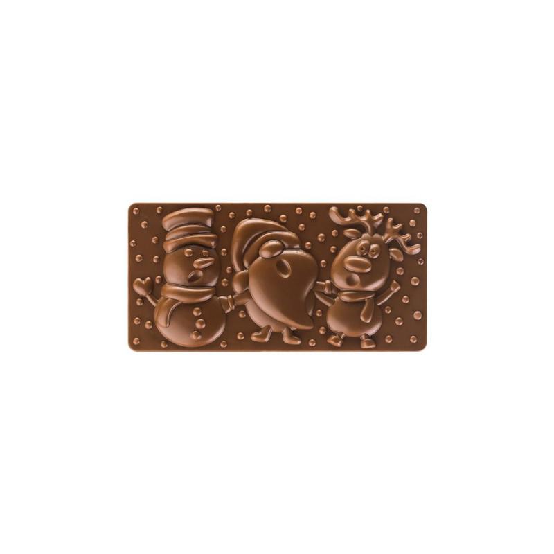 Polykarbonátová forma na tabuľkovú čokoládu 275x175 mm, XMAS FRIENDS  - PAVONI