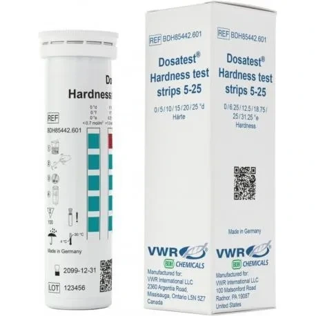 Testovacie pásiky na tvrdosť vody, DOSATEST 5-25 T, 100 ks – VWR