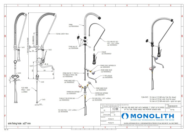 Stojanková tlaková sprcha ERA, ramienko s kohútikom – MONOLITH 1