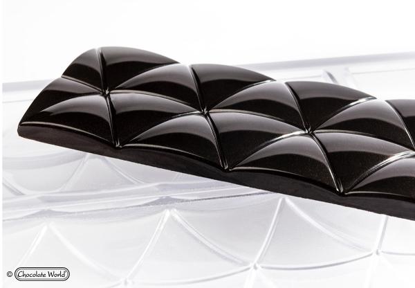 Polykarbonátová forma na tabuľkovú čokoládu BOLLE,  275x135 mm – CHOCOLATE WORLD