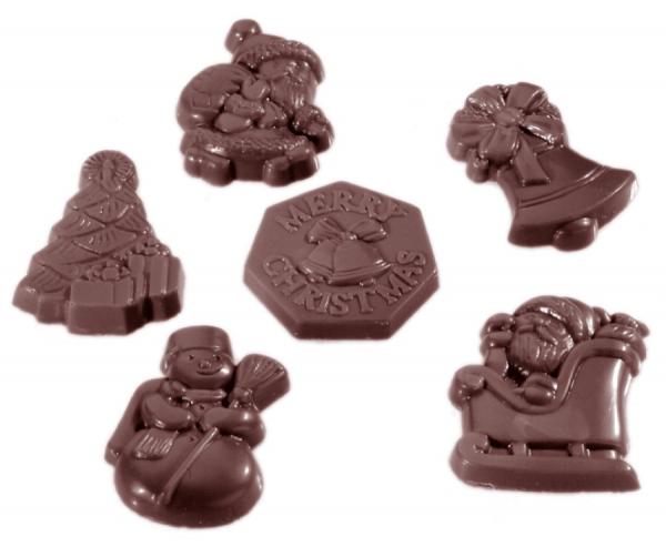 Polykarbonátová forma na figúrky, vianočný motív, 275x175 mm - CHOCOLATE WORLD