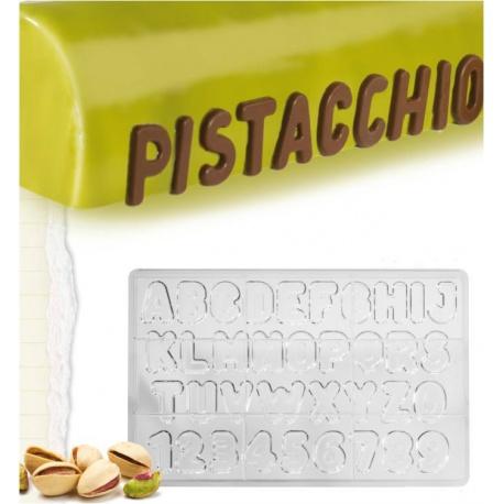 Polykarbonátová forma na čokoládové písmenká a čísla, 275x175 mm -MARTELLATO