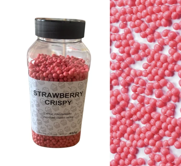 Chrumkavý jahodový čokoládový posyp, 5 mm, 450 g – EUROCAO