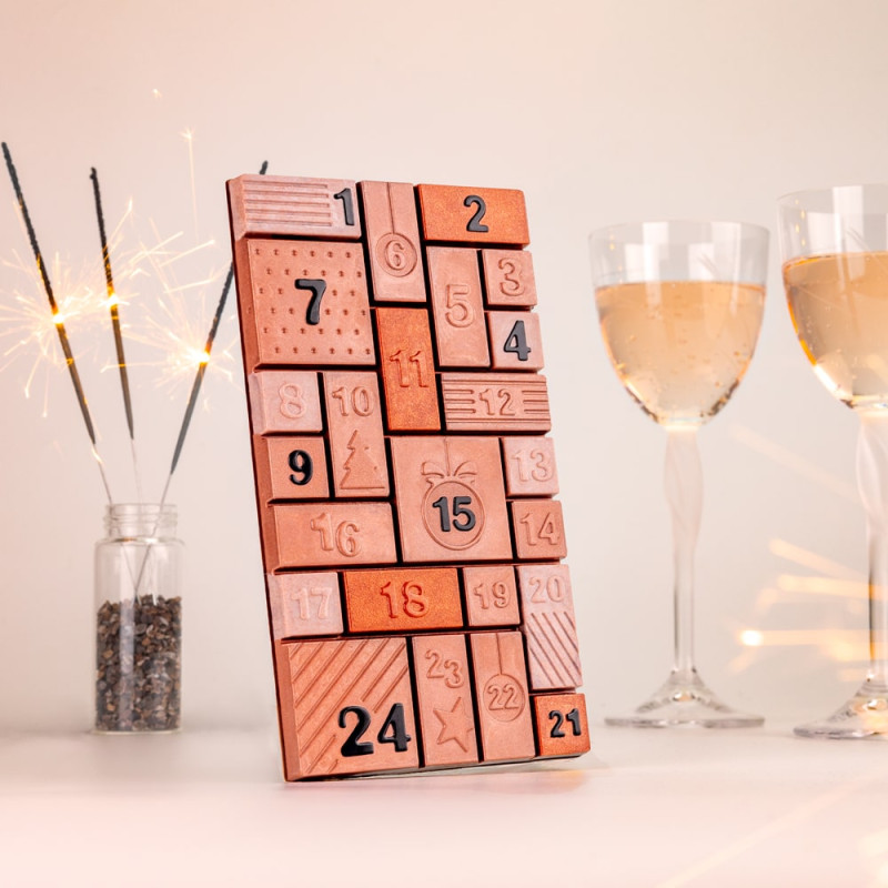 Polykarbonátová forma na tabuľkovú čokoládu Countdown, 275x175 mm – MARTELLATO 1