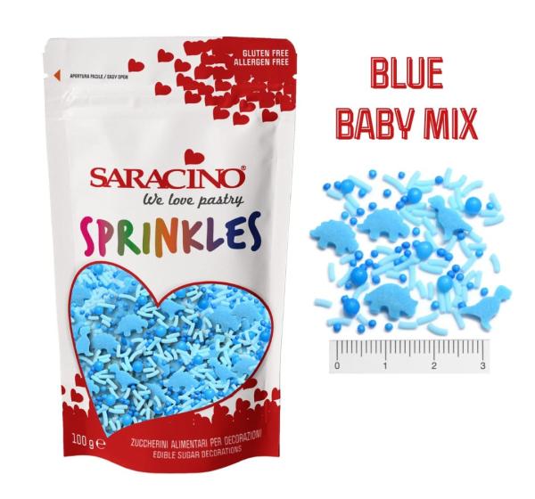 Cukrový posyp Sprinkles, BABY BLUE MIX 100g – SARACINO
