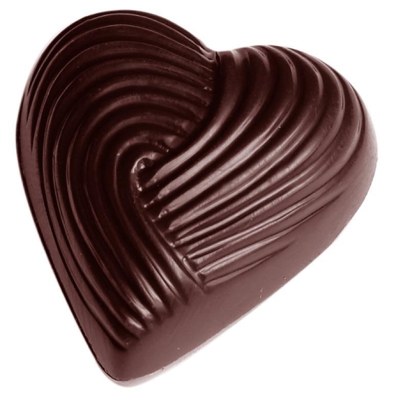 Polykarbonátová forma na pralinky, srdce s textúrou, 275x135 mm - CHOCOLATE WORLD