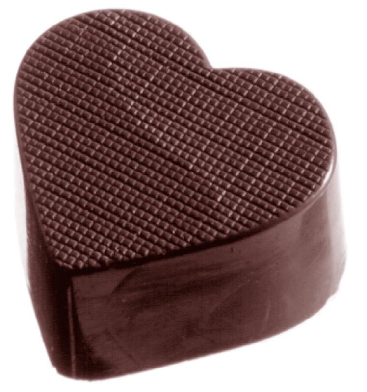 Polykarbonátová forma na pralinky, srdce s textúrou, 275x135 mm - CHOCOLATE WORLD
