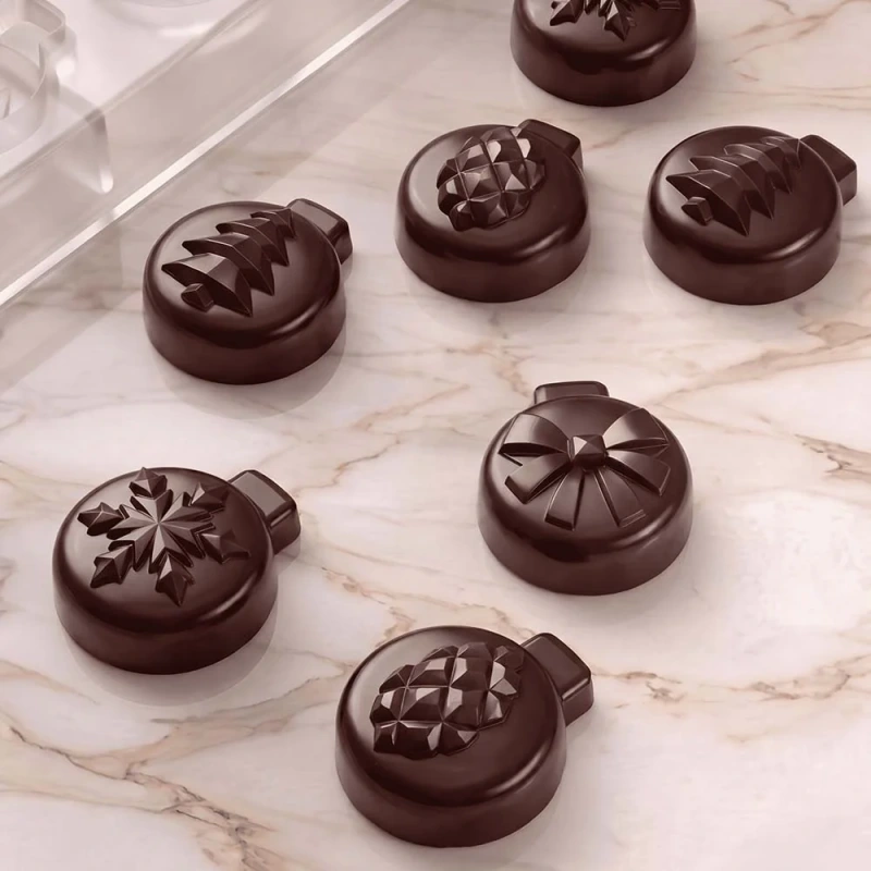 Polykarbonátová forma na pralinky Vianočné ozdoby 275x175 mm – PAVONI