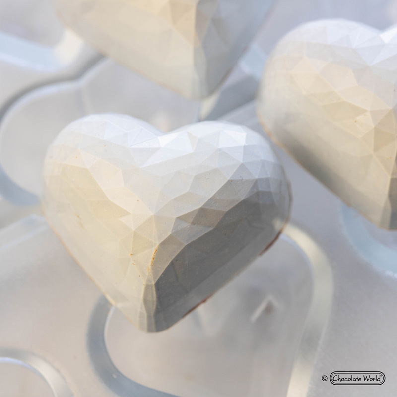 Polykarbonátová forma na pralinky krištáľové Srdce 275x135 mm – CHOCOLATE WORLD 3