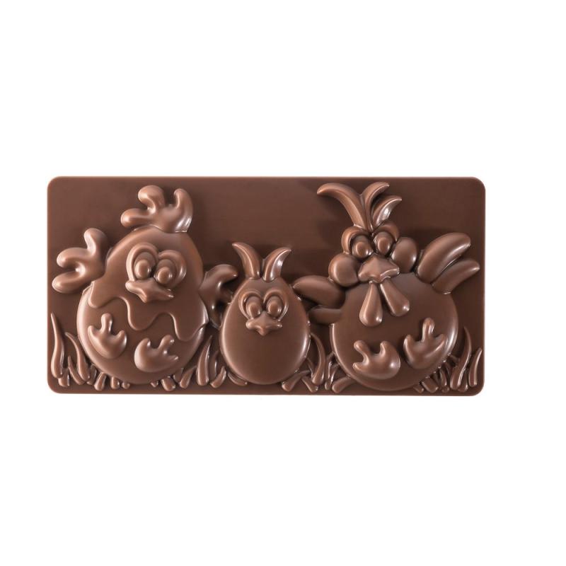 Polykarbonátová forma na tabuľkovú čokoládu 275x175 mm, EASTER FRIENDS -  PAVONI