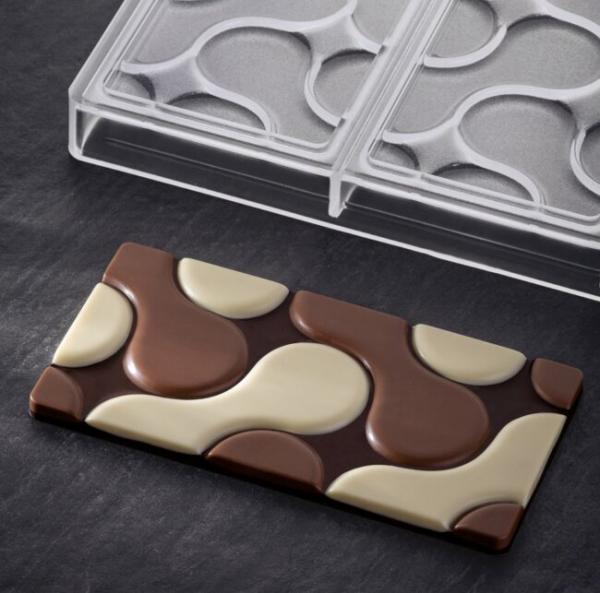 Polykarbonátová forma na tabuľkovú čokoládu Flow od Vincent Vallée, 275x175 mm -  PAVONI
