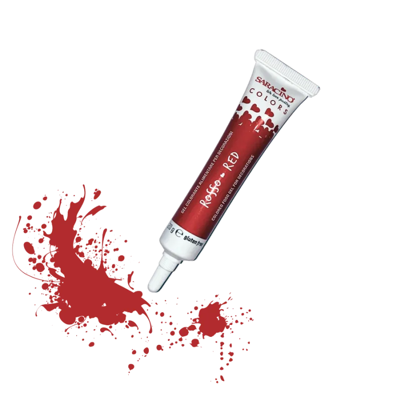 Červená potravinárská gélová farba v tube, 20g – SARACINO