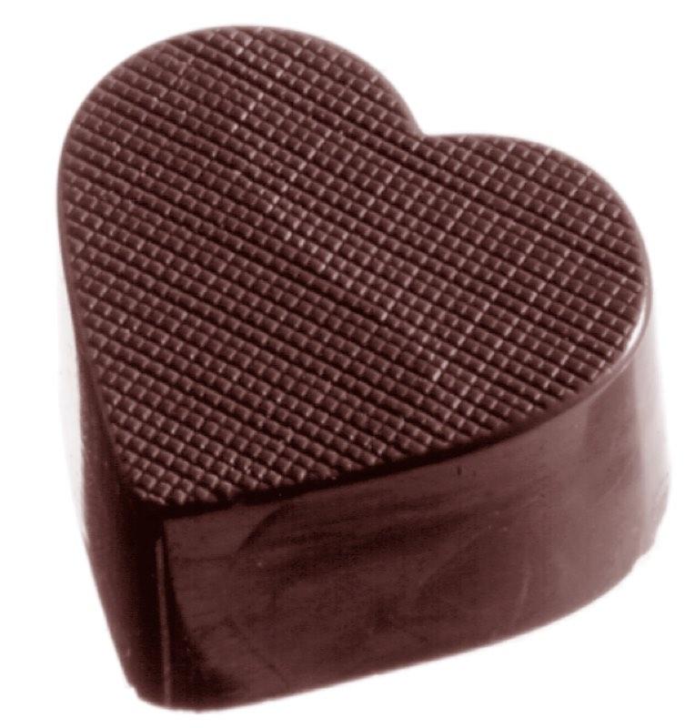 Polykarbonátová forma na pralinky, srdce s textúrou, 275x175 mm - CHOCOLATE WORLD