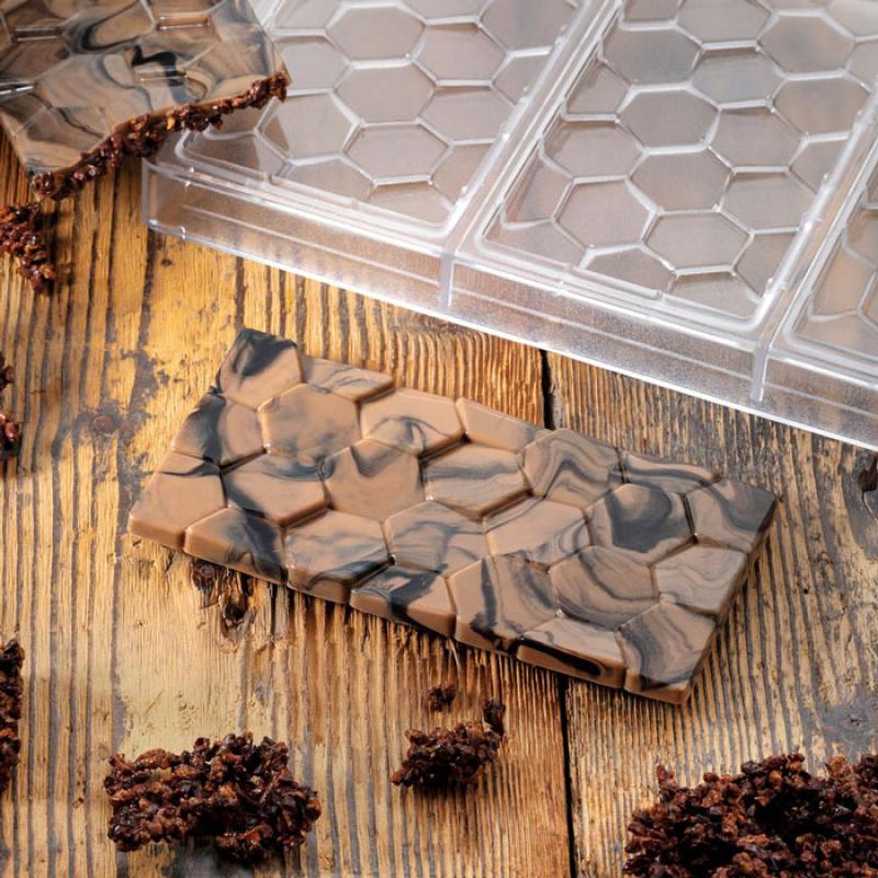 Polykarbonátová forma na tabuľkovú čokoládu 275x175 mm, Pavé - PAVONI