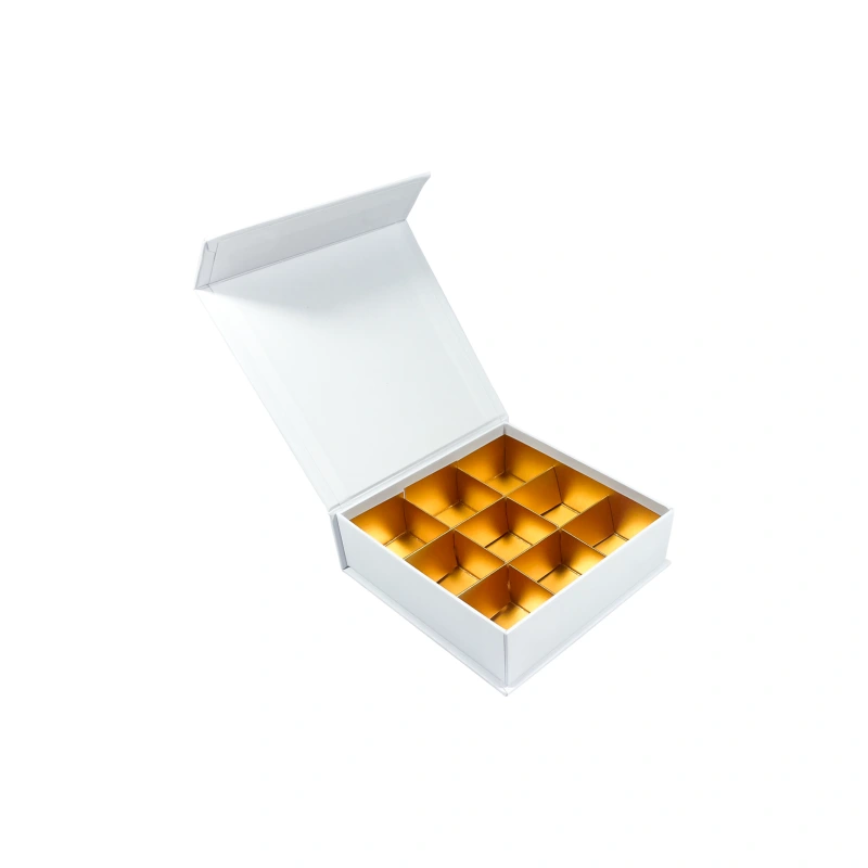 Magnetická krabička na 9 ks praliniek, biela – PASTRYMARKET