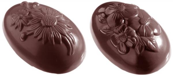 Polykarbonátová forma na čokoládové vajíčko s kvetmi, 275x175 mm - CHOCOLATE WORLD