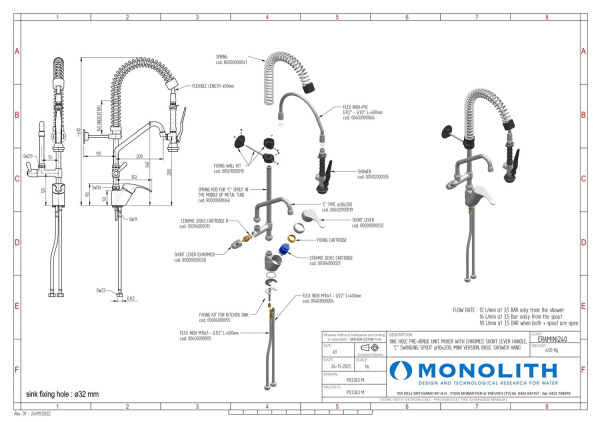 Stojanková tlaková sprcha s ramienkom ERAMINI 240 – MONOLITH 1