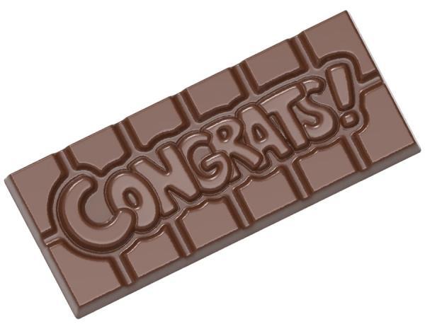 Polykarbonátová forma na tabuľkovú čokoládu s venovaním, 275x135 mm – CHOCOLATE WORLD