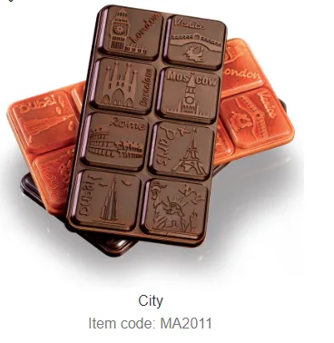 Polykarbonátová forma čokoládu 275x175 mm, 8 svetových miest - MARTELLATO