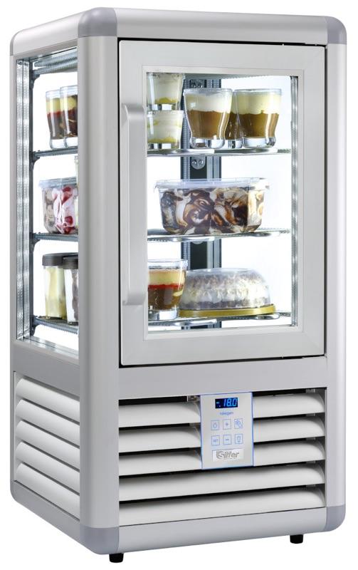 Pultová chladiaca vitrína na zákusky / zmrzlinu, línia CURVE – SILFER
