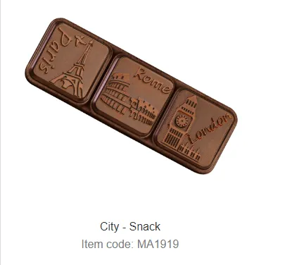 Polykarbonátová forma čokoládu 275x175 mm, 8 svetových miest - MARTELLATO